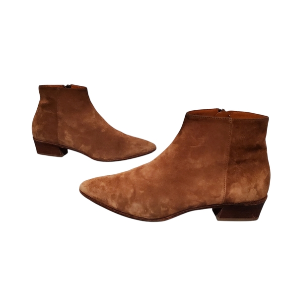 Aquatalia Brown Leather Zip-Up Ankle Booties Boots Women's Size 8, Made In Italy - Picture 8 of 13